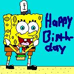 SpongeBob on a Birthday card by Flyinmonkey1010