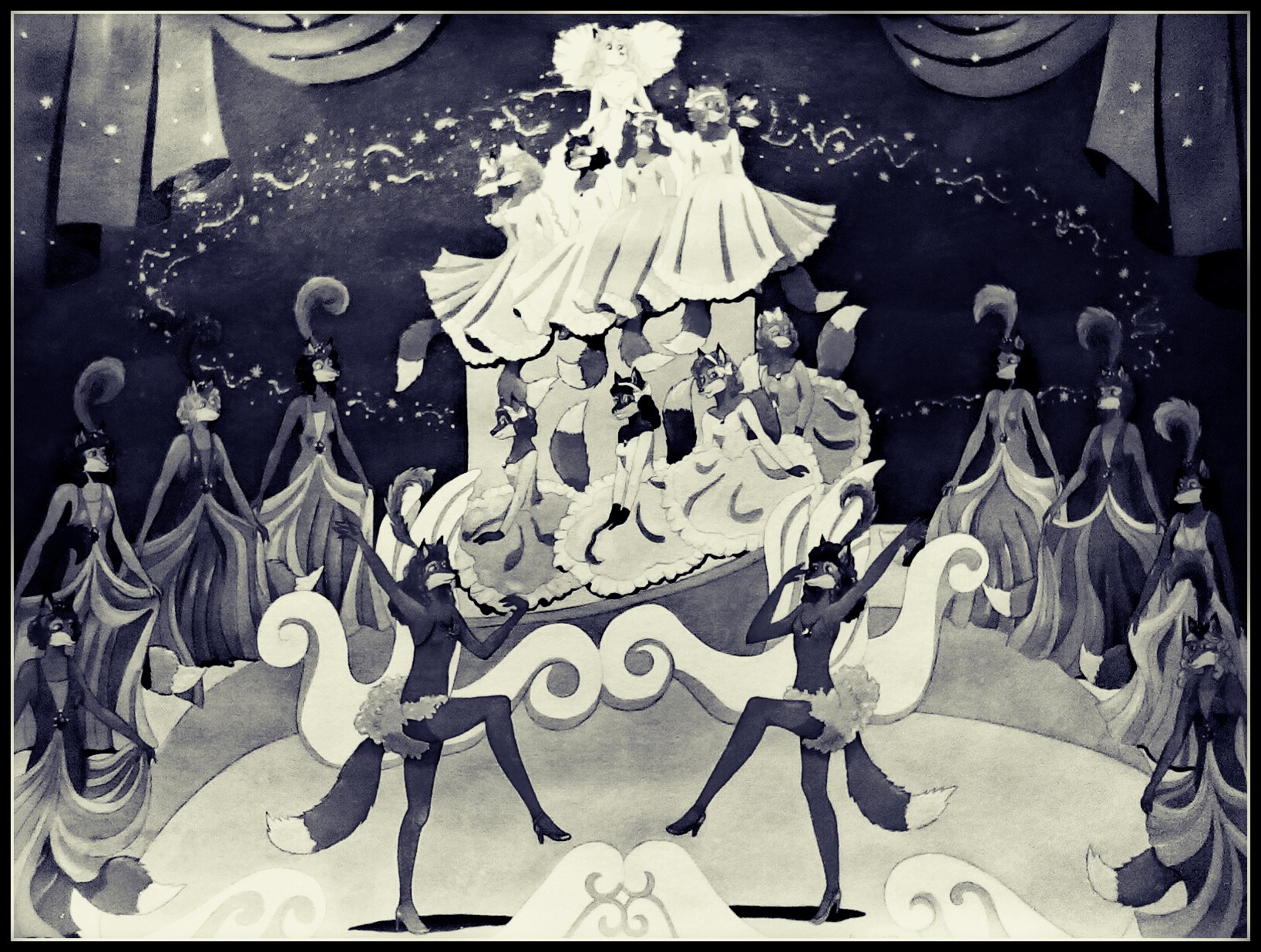 Busby Berkeley Dancers-Black And White by FoxyFlapper