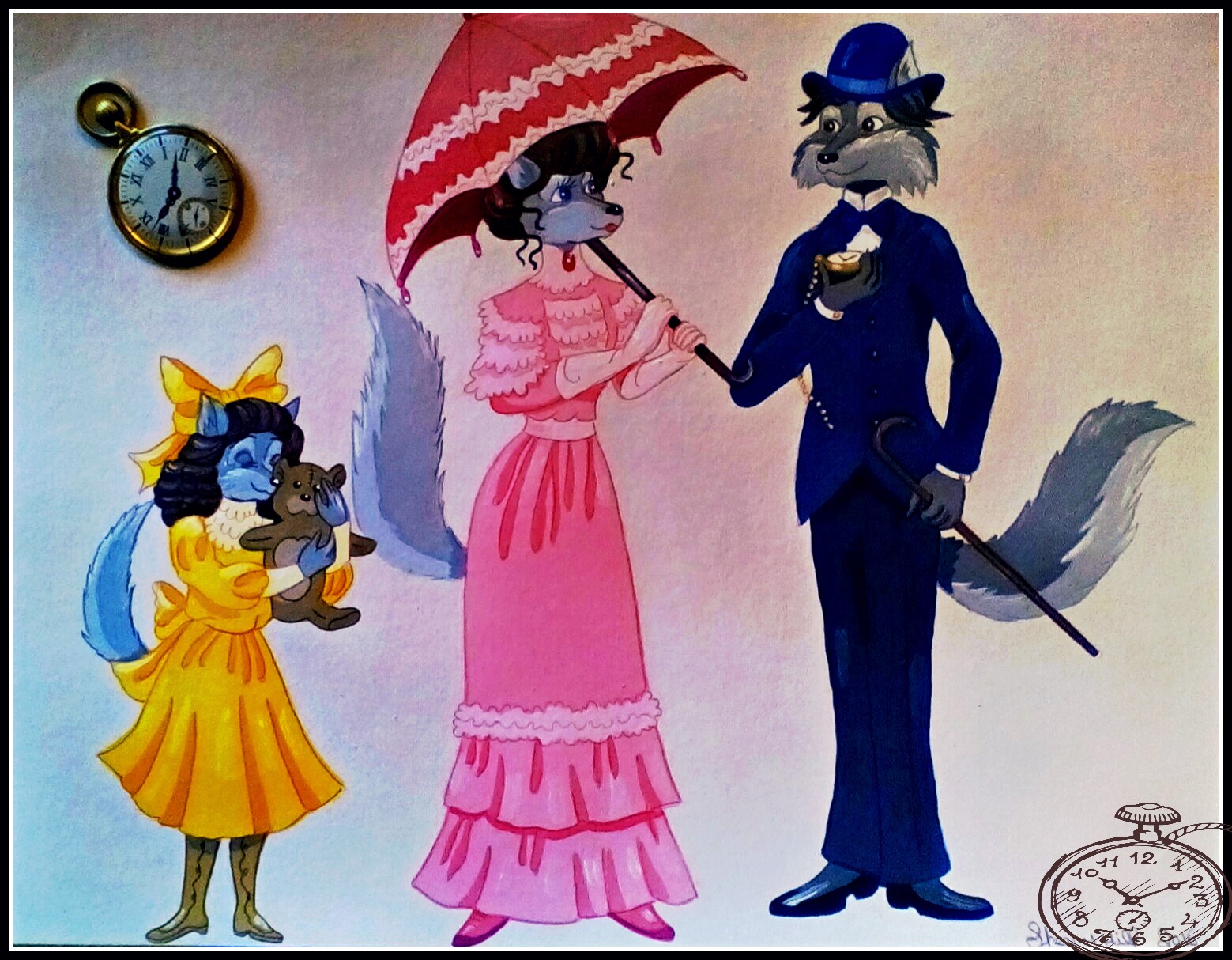 Early 1900's Wolf Family by FoxyFlapper