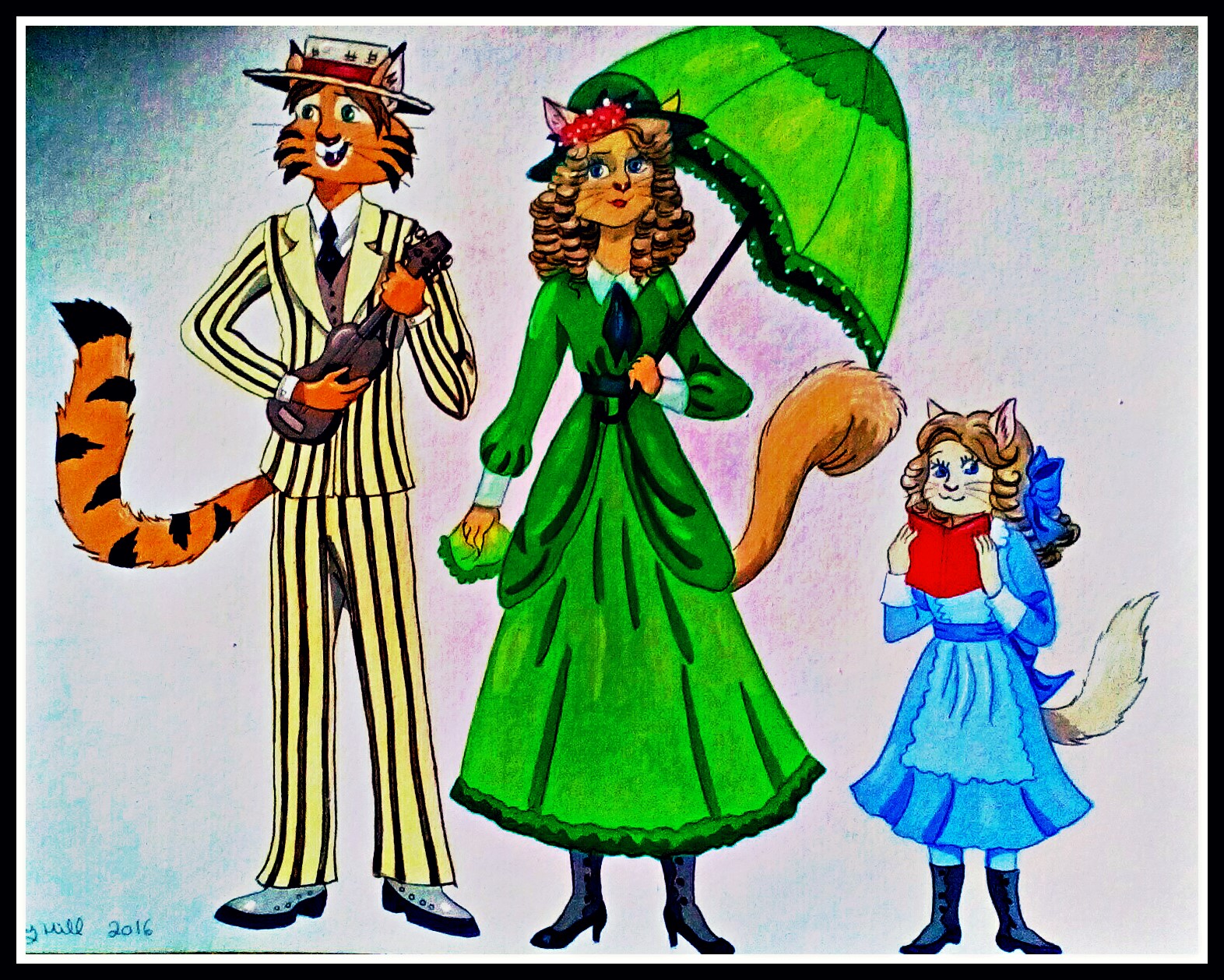 1910 Cat Family by FoxyFlapper