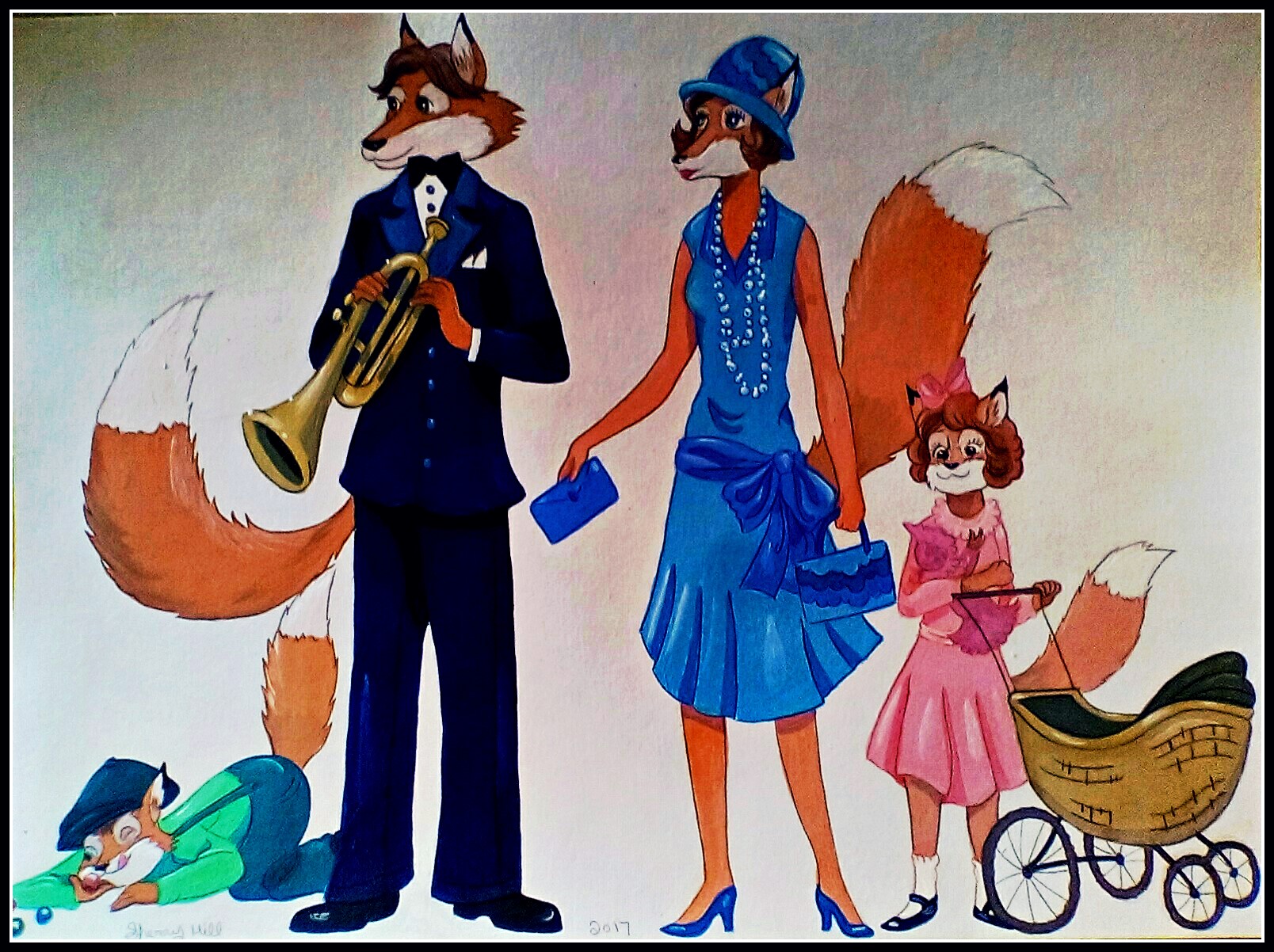 1920's Fox Family by FoxyFlapper