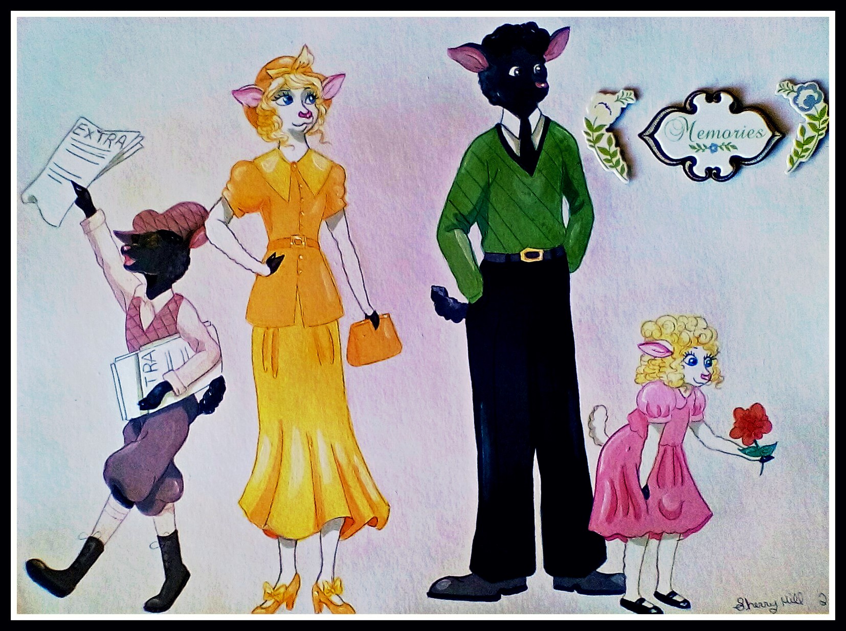 1930's Sheep Family by FoxyFlapper