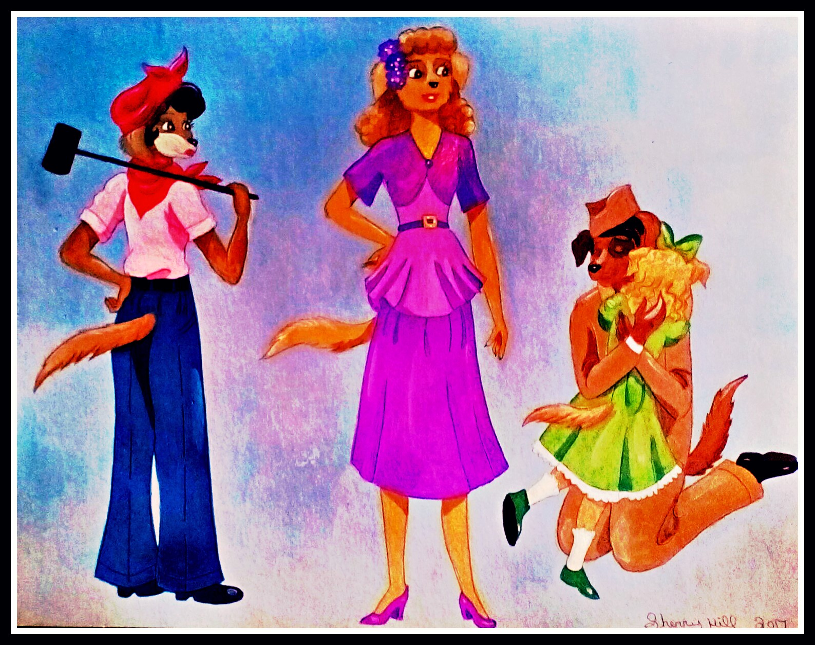 1940's Dog Family by FoxyFlapper