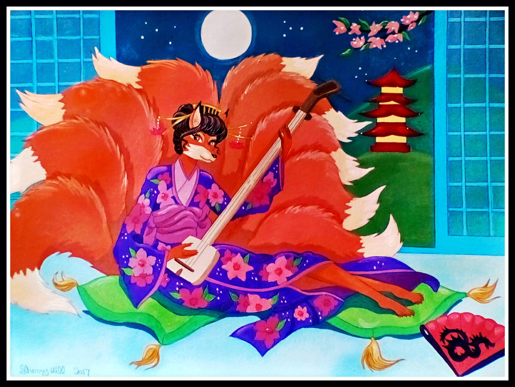 Shamisen Kitsune by FoxyFlapper