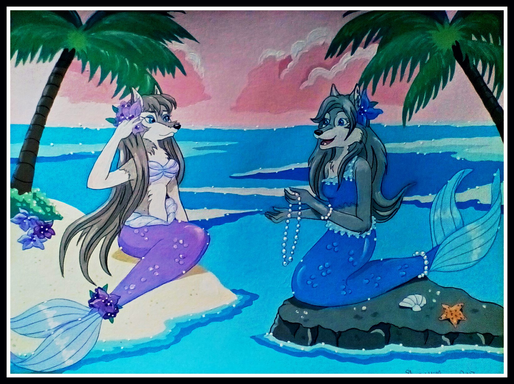 Aleu and Kardia Mer-wolves by FoxyFlapper