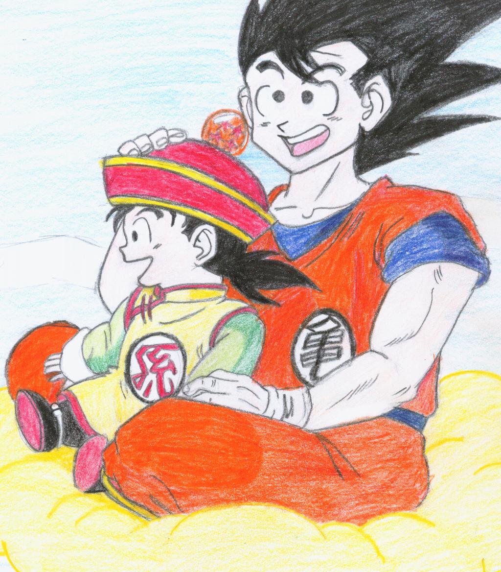 Goku and Gohan on the Nimbus Cloud by Frost_Dragon