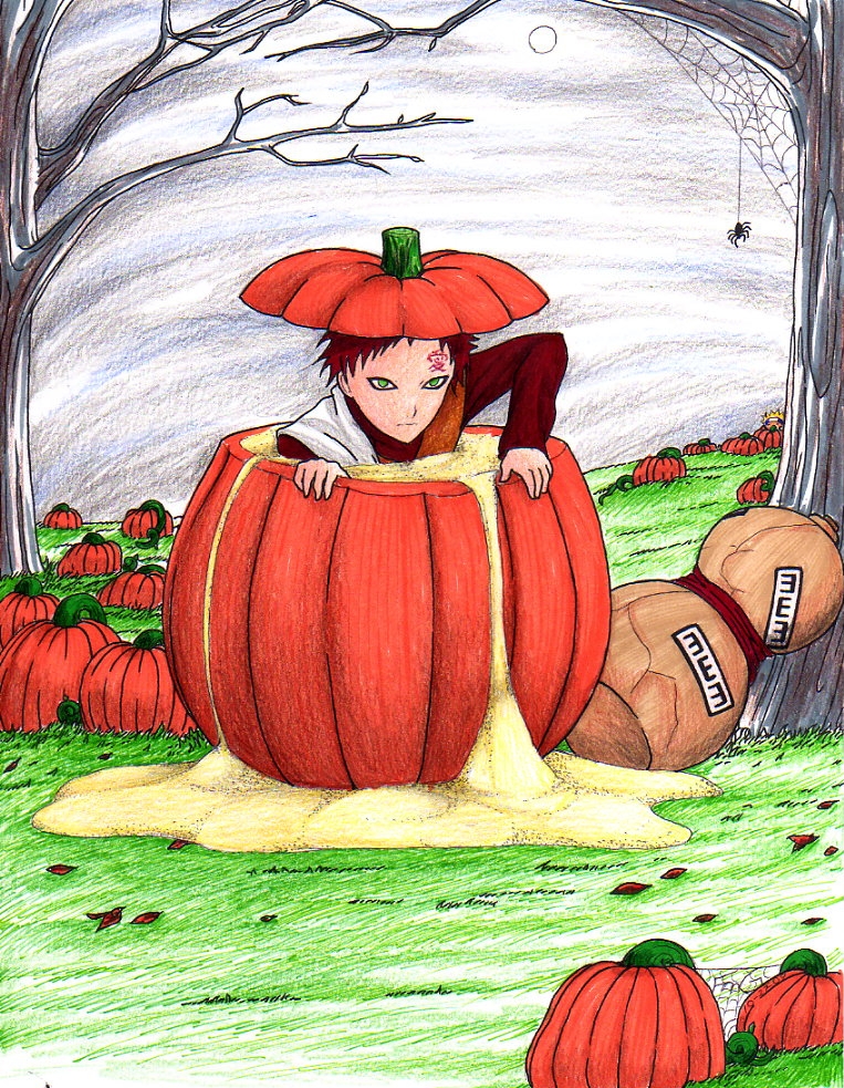 Pumpkin Gaara(colored) by FudgemintGuardian