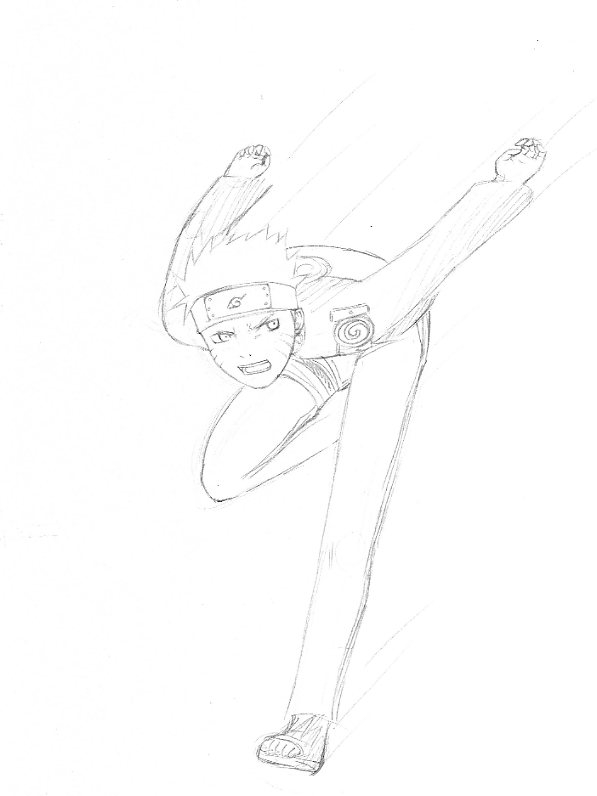 Sketch of Naruto Running by FudgemintGuardian