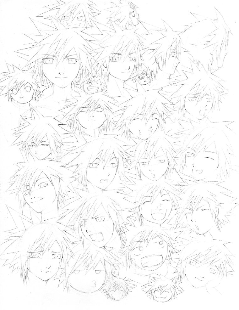 Sora Head Sketches by FudgemintGuardian