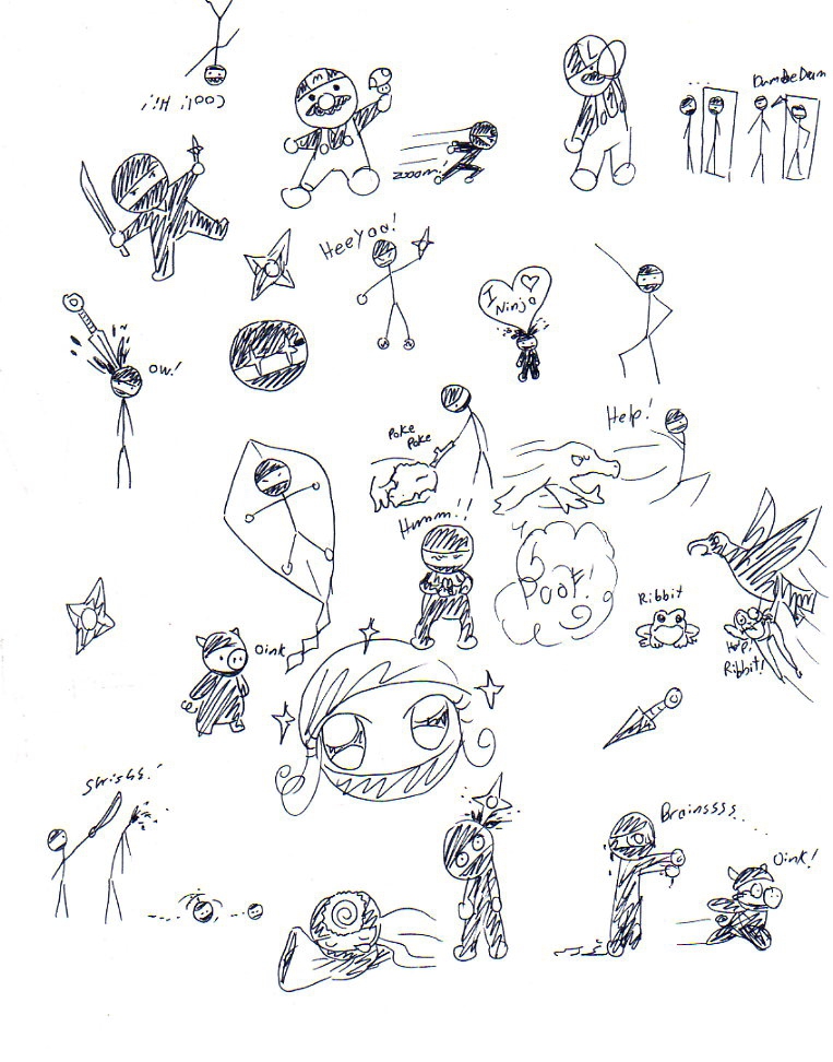 Ninja Doodles by FudgemintGuardian