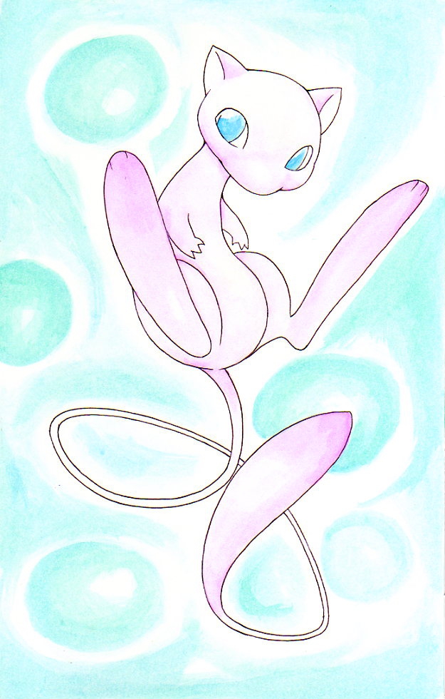 Mew Water Color by FudgemintGuardian
