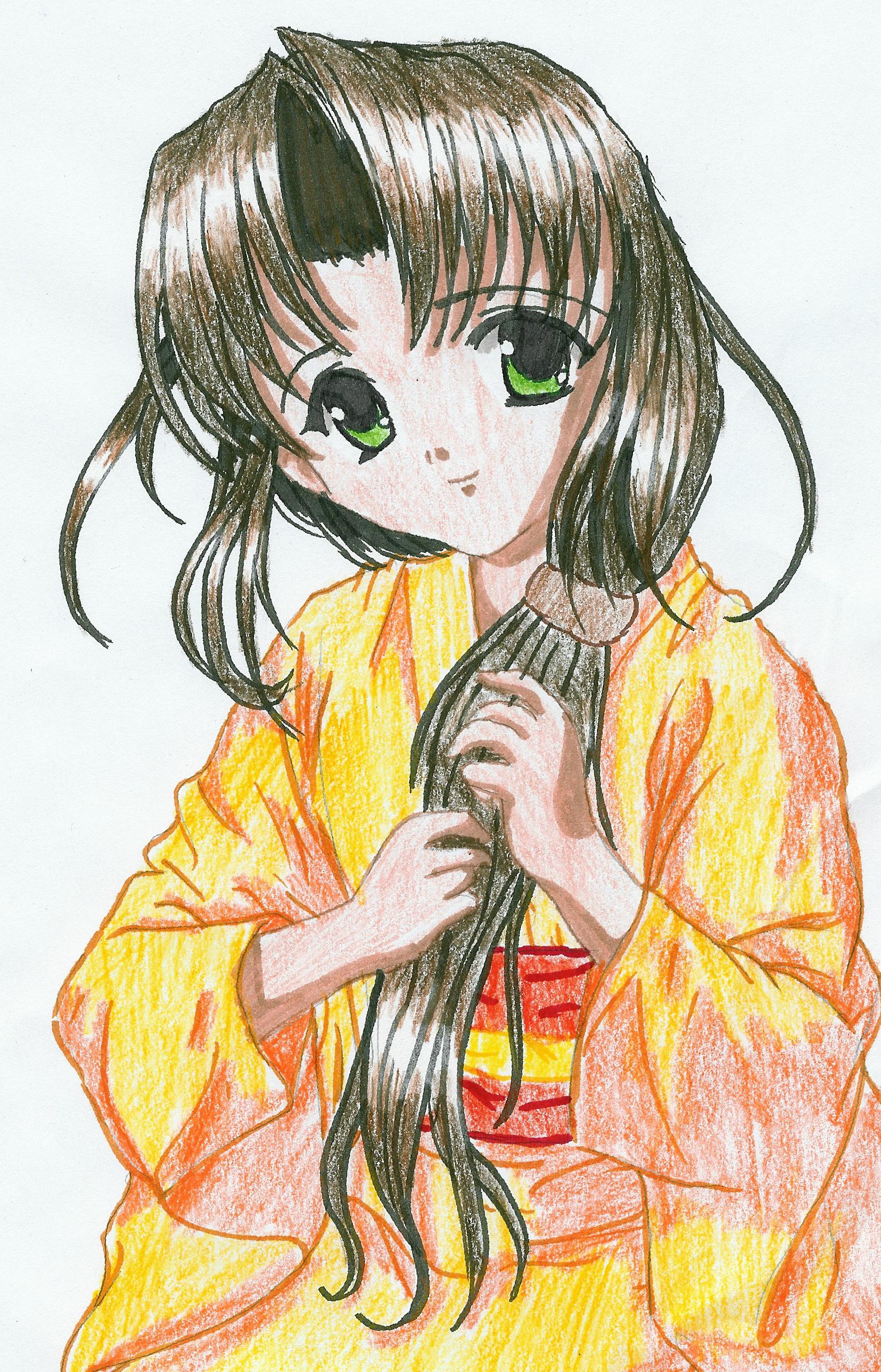 Orenji-iro Kimono by Fumie716