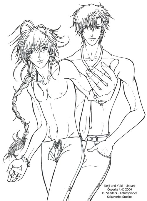 Keiji & Yuki - Lineart by fablespinner