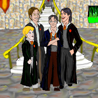 Moony, Wormtail, Padfoot, and Prongs by falconwing