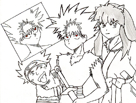 Inuyasha,Hiei, Naruto Crossover by firedemon