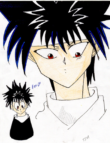 Hiei and his freaky chibi by firedemon