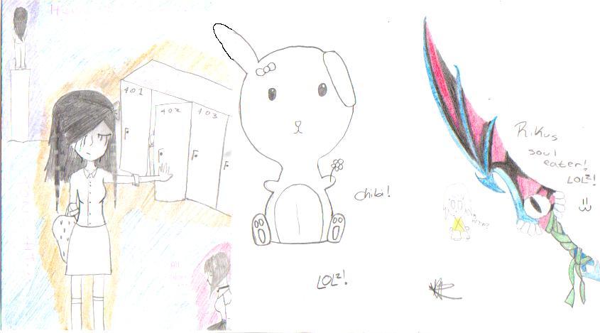 chibi bunny, rikus sword, scene girl crying by firesignbaby