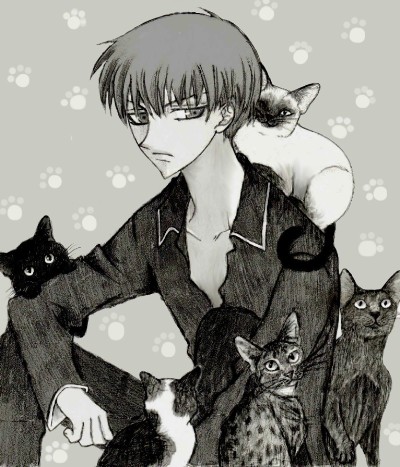 Kyo and and his kitty friends by fizzingwizbee77