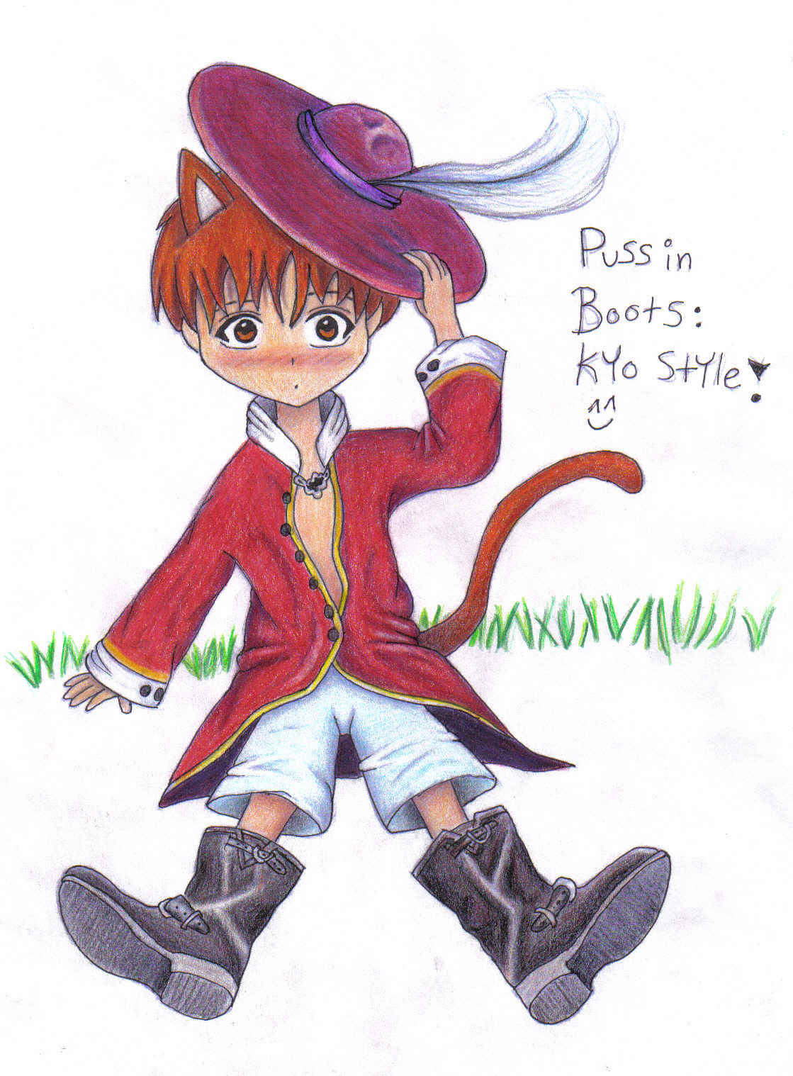 Puss in boots: Kyo style!!! now in color!! ^^ by fizzingwizbee77