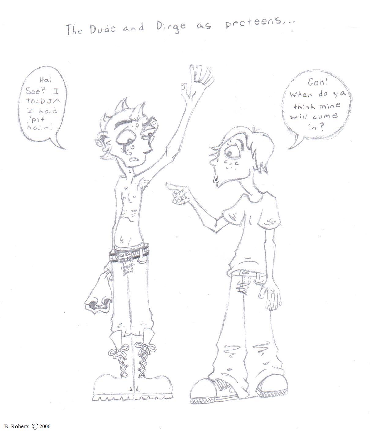 The Dude and Dirge as preteens by flammingcorn