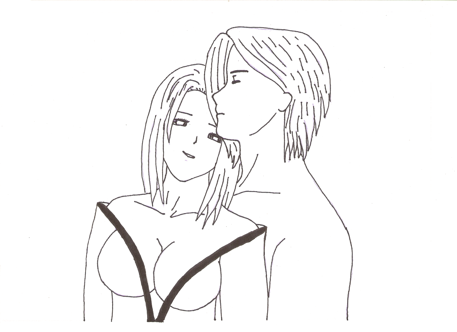 Amos &amp; Estelle Embracing Each Other (Uncolored) by forevereternal09