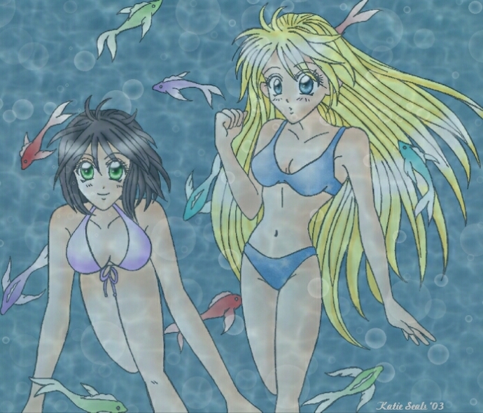 Underwater- Faye and Minako by foxyangel517