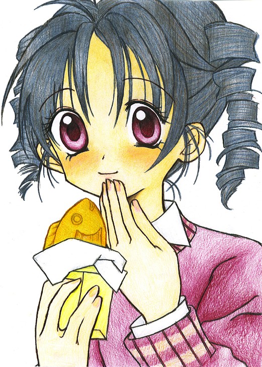 mitsuki and her taiyaki (for Courtney) by froofy_hair