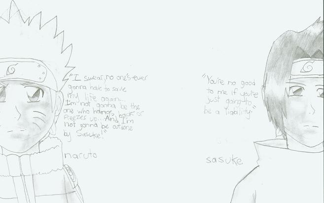 Naruto and Sasuke by fuzzyavalanchefob