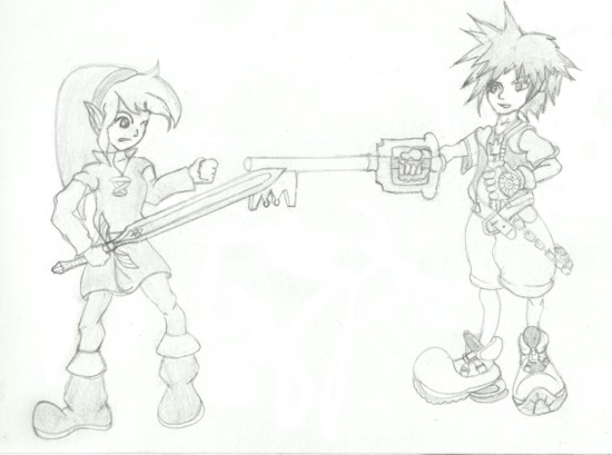 Sora vs Link by G-WOLF
