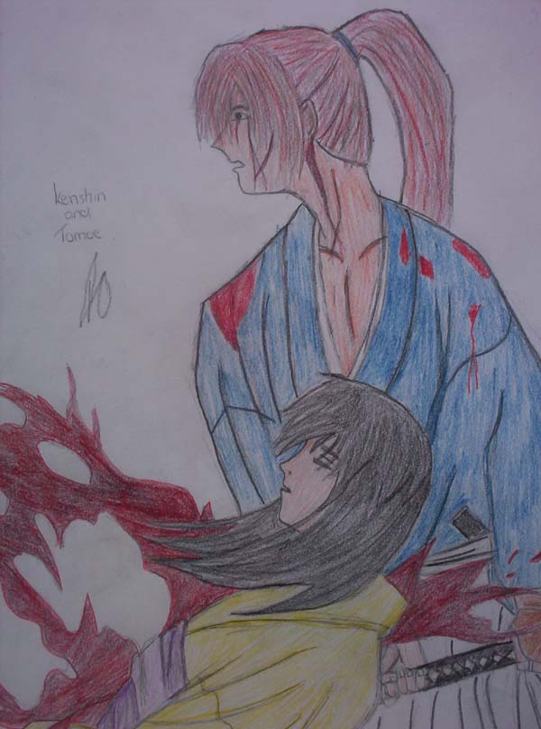 Kenshin and Tomoe, the final cut  Colored by Gaara_Fan