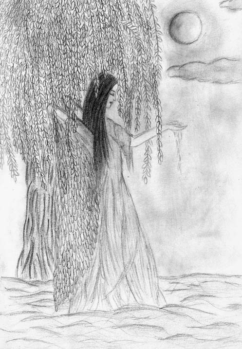 An angel under a willow tree by Galanen