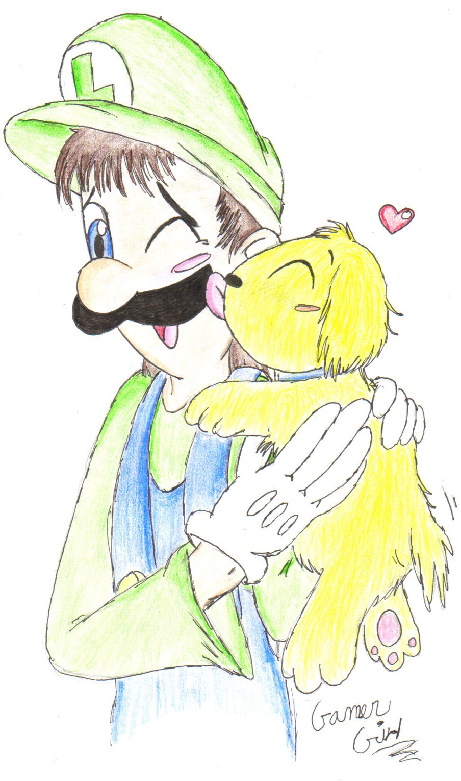 Luigi and poochy again by Gamer_girl