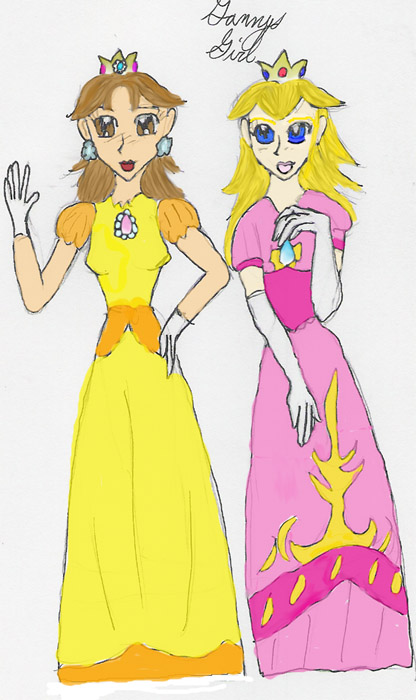Peach and Daisy (request from Princess_Daisy) by GannysGirl