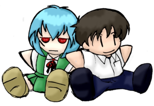 Shinji and Rei Plushies by Ghost