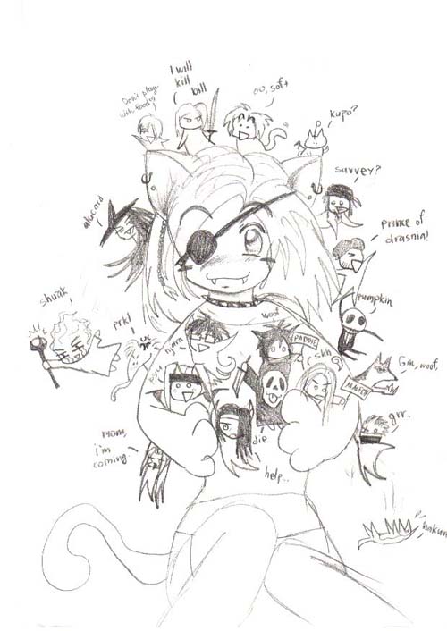 Me and my mascots ^^ by Gimmecat