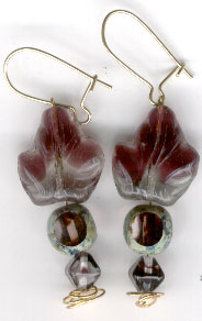 Purple Leaf Earrings by GlassEyeWisconsin