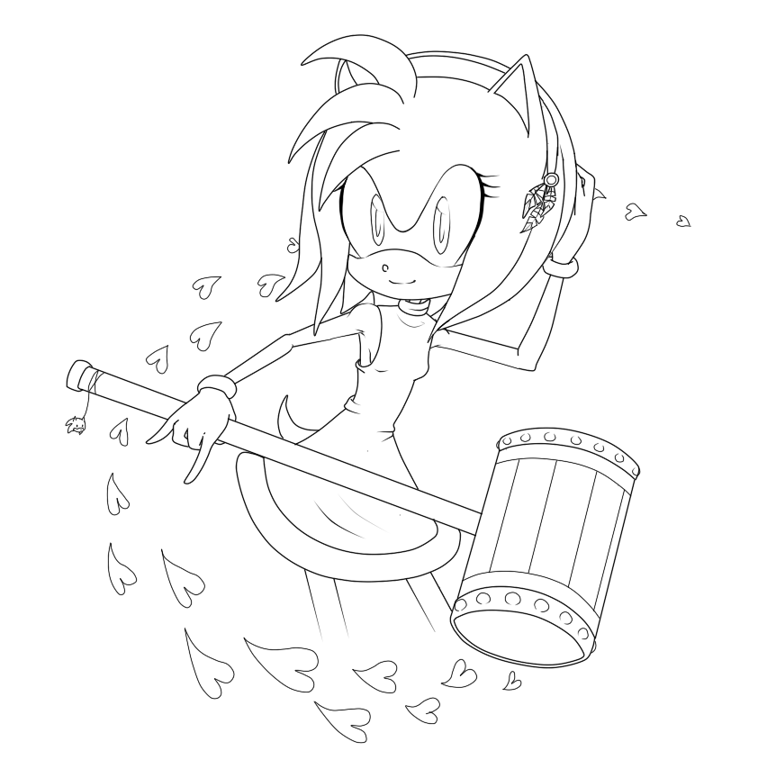 Amy Rose LINEART by Gluey