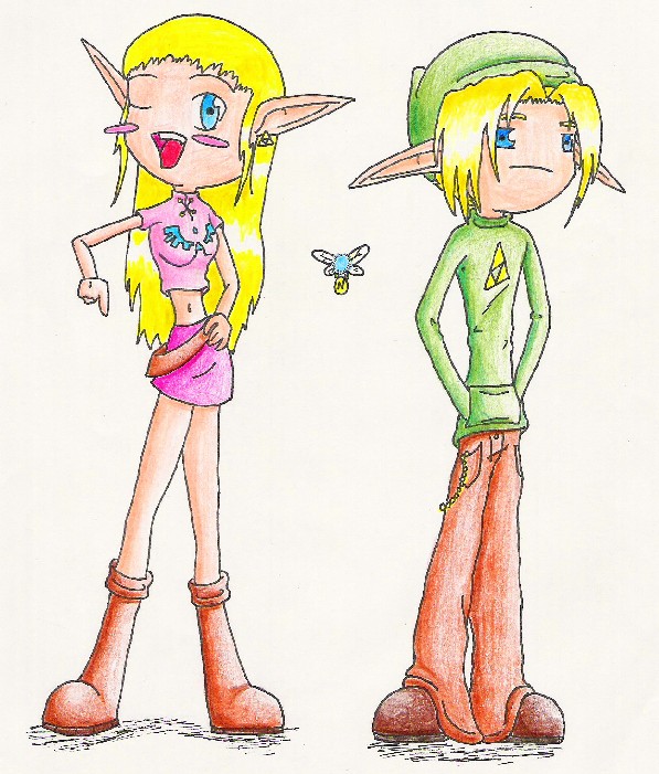 Chibi Link and Zelda by GoddessOfSugar