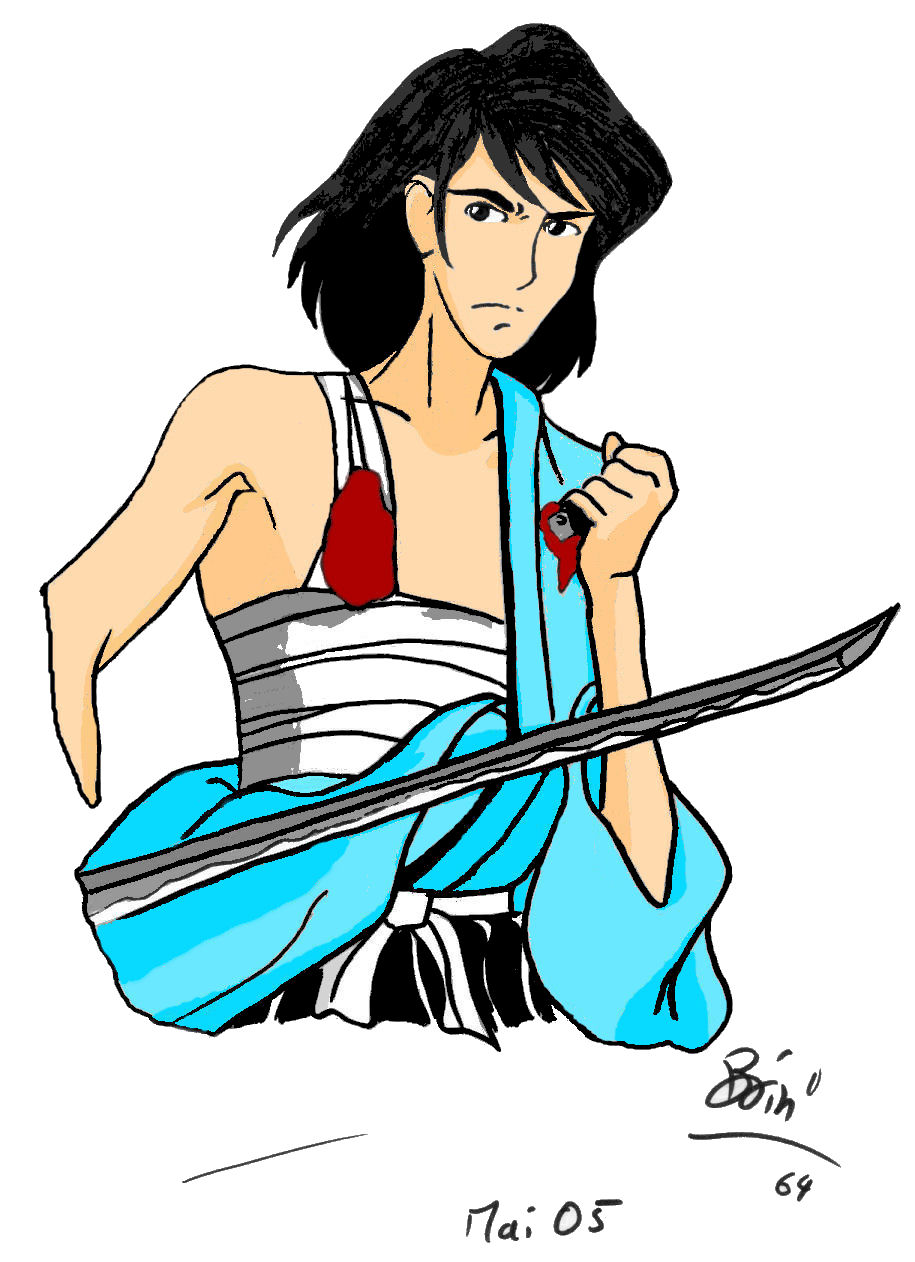 Goemon with a knife_coloured by Goemon14th