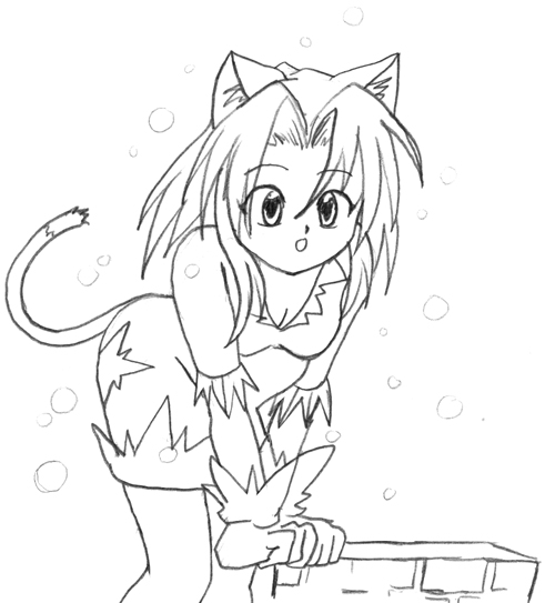 Ice elemental catgirl by GreenNinja