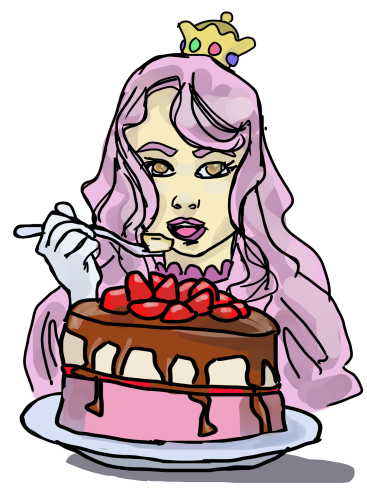 Princess eating cake by Grok