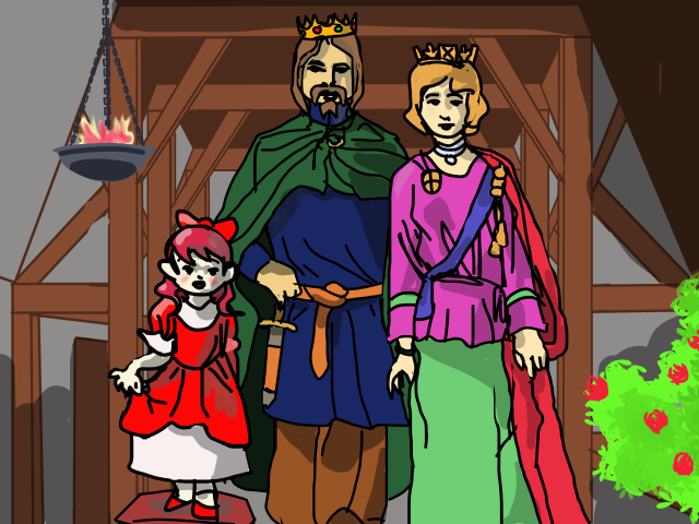 the King, the Queen and Little Rosie by Grok