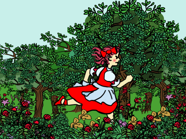 Little Rosie running throug th King's garden by Grok
