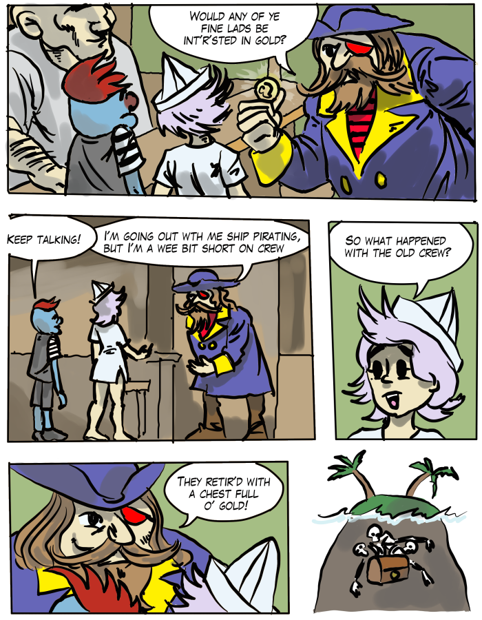 pirate comics page by Grok