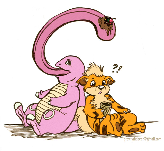 Lickitung and Growlithe by GrowlyBear