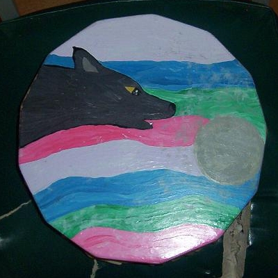 Wolf native Drum by Guardian_angel