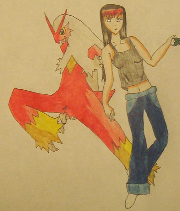 Blaziken and his trainer by Guardian_angel