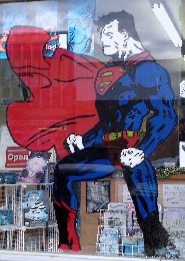 Superman (window paint) by Gub