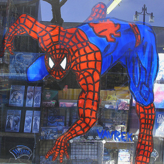 Spiderman (window paint) by Gub