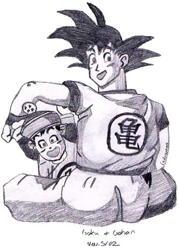 Goku and Gohan (little) by Gub